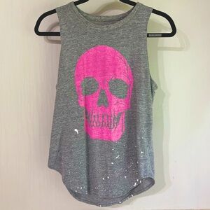 Chaser hot pink skull tank size Small